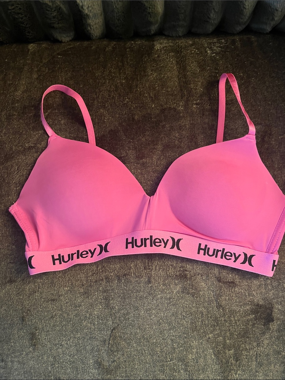 Hurley Bright Pink Wireless Logo Band Bra